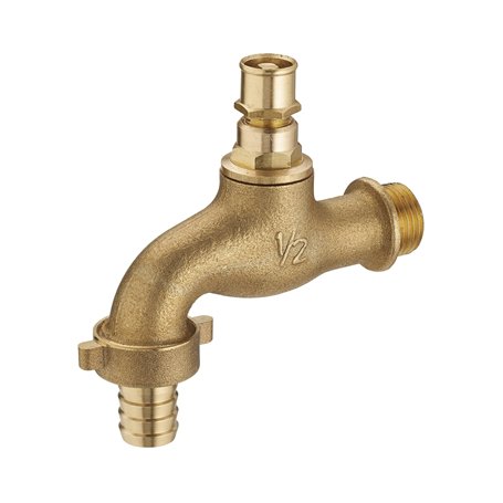 Robinet Extérieur avec Tête Cache Entrée mâle 15x21 - mâle 20x27 + raccord au Nez Ø15 NOYON & THIEBAULT