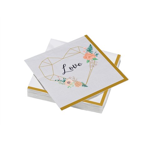 LE NAPPAGE ARTS DE LA TABLE 20 Serviettes en ouate 33x33cm 3plis Golden Love