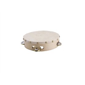 Lot de 12 - Tambourin bois avec peau 19cm