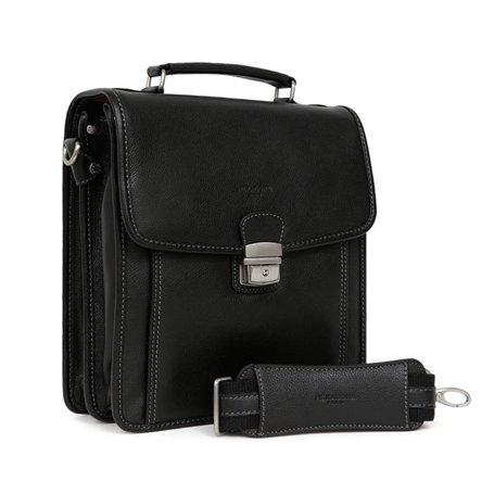 Hexagona - Baisenville - Compatible téléphone Portable - pour Homme - Collection Confort - Noir - en Cuir