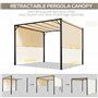 Outsunny Pergola tonnelle de Jardin pergola de Jardin avec auvent Coulissant 3 x 3 m en Acier époxy et Toile Polyester crème et 