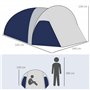 Outsunny Tente de Camping 3/4 Personnes dôme légère ventilée Facile à Monter avec Portes zippées, Sac de Transport Inclus Oxford