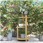 Outsunny Étagère à plantes en bois 3 niveaux piédestal étagères rondes à fleurs support de pots de fleurs 41L x 39l x 68H cm