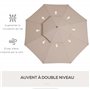 Outsunny Parasol droit parasol en bois parasol de jardin rond 2 toit polyester 180 g/m² dia. 2,7 x 2,6H m beige