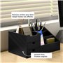 HOMCOM Boite de Rangement de Bureau - Organiseur de Bureau - 7 Compartiments, 2 tiroirs - Bambou Verni Noir