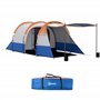 Outsunny Tente de Camping Tente Tunnel 2-3 Personnes 3 Portes ventilée avec Porche légère