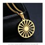BOBIJOO Jewelry - Pendentif Collier Roue Chakra Drapeau Gitan Tsigane Manouche Voyageur Acier Or Doré Plaqué Chaîne