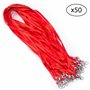 Lot de Tour de Cou avec Attache à Clip métallique - Cordon de Cou pour porte Badge Carte d'Identification (Rouge, 50)