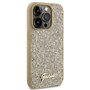 Guess GUHCP15LPMSDGSD Coque pour iPhone 15 Pro 6,1" Doré Coque Rigide Disco Métal Script