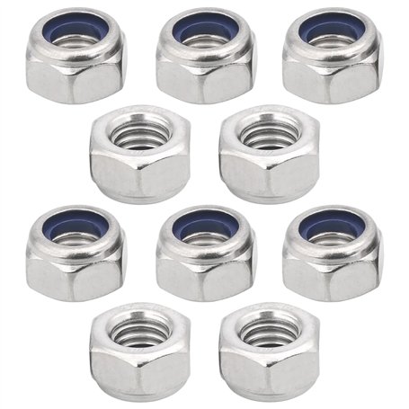 cyclingcolors 10x Ecrou Frein Hexagonal Acier Inoxydable A2 DIN 985 ISO 10511 Ecrous Hexagonaux Autobloquant Blocage Nylon pour