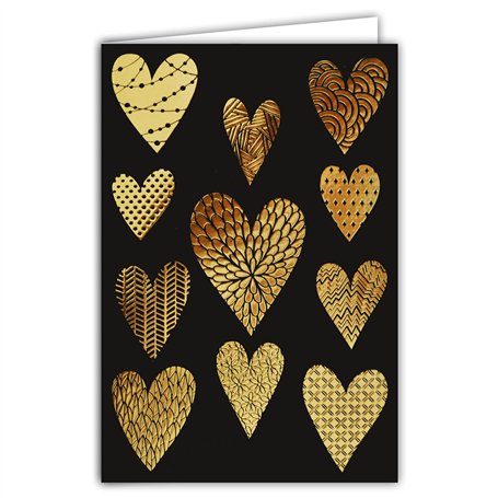 Afie 69-7032 Carte sans texte cœur amour avec dorure Format 12 x 17