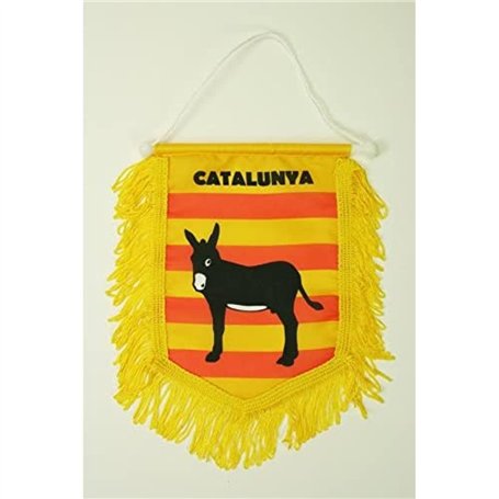 AZ FLAG - Fanion Catalogne avec âne Pour Décoration Voiture Avec Cordelettes - Mini Drapeau Catalan - 13x10 cm
