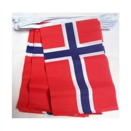 AZ FLAG - Guirlande Drapeau Norvège - 4 Mètres Avec 20 Petits Drapeaux Norvégien De 15x10 cm - Fanion 100% Polyester - 40g