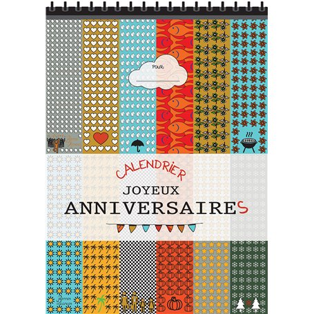 Calendrier Anniversaires perpetuel - Cadeau Anniversaire Bloc 14 pages spirales - Calendrier sans année