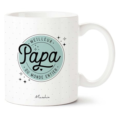 Manahia Mug Cadeau Papa Tasse Personnalisée - Meilleur Papa du monde entier - Avec Boite Kraft - 330 mL