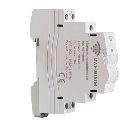DOOWIFI DWF-0315TM: Nouveau Télérupteur Bluetooth & Wifi 16A avec horloge/mémoire interne. Compatible câblage télérupteurs Legra