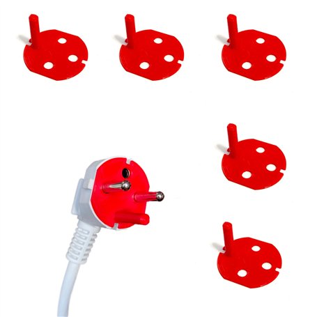 25 Détrompeurs de Prise Rouge Fiche Mâle - Courant 2P+T – Compatible avec Toutes les Prises electriques rouges Standards