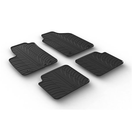 Set tapis de caoutchouc compatible avec Fiat 500 2013-2019 & 2019- (T profil 4-pièces)
