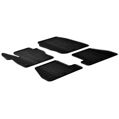 Set tapis de caoutchouc compatible avec Ford Focus 3/5 portes + ST 2011-2015 (T profil 4-pièces + clips de montage)