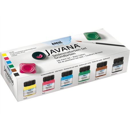 KREUL 81600 - Javana Set de peinture sur soie avec 6 pots de peinture en verre de 20 ml