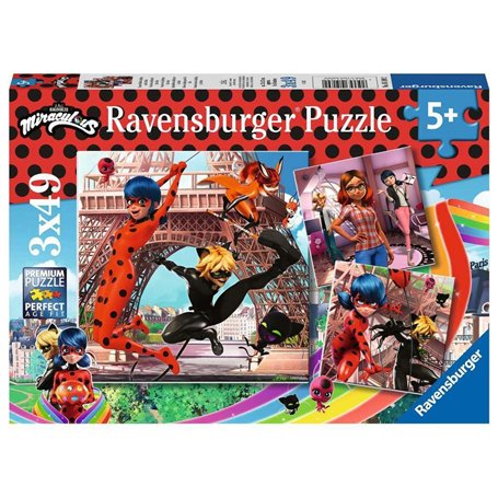 Ravensburger Puzzle pour Enfant 05189 – Nos héros Ladybug et Chat Noir – 3 x 49 pièces Miraculous Puzzle pour Enfants à partir d