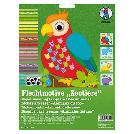 Ursus 28210002F Zootier tressé avec Bandes tressées et Yeux Mobiles Multicolore