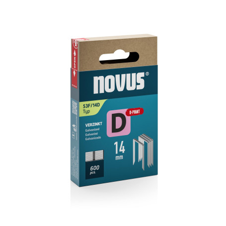 NOVUS TOOLS Agrafes en fil plat 14 mm de type 53F avec pointe en D pour résistance a l'arrachement