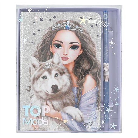 Depesche 13176 TOPModel Wolf - Carnet de Notes argenté et Bleu Scintillant