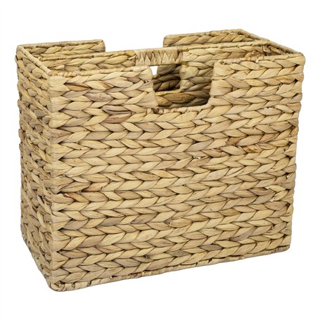 HMF Porte-revues tressé en jacinthe d'eau | 2 compartiments | 40 x 20 x 33 cm