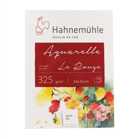 Hahnemühle Bloc de papier aquarelle 100 feuilles 325g 24x32 cm Rouge