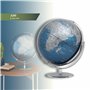 Globe terrestre 30 cm de diamètre - JURI - Base en métal chromé - Deux axes mobiles - Bleu Métallique Argent - TROIKA Original
