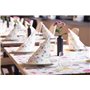 Lot de 50 grandes serviettes jetables en papier - toucher sensation lin - 40 x 40 cm - motifs fleuris