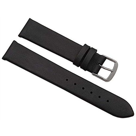 myledershop 18mm Cuir de veau bracelet de montre Made in Germany en noir avec boucle en argent MJ-Design-Germany incl instructio