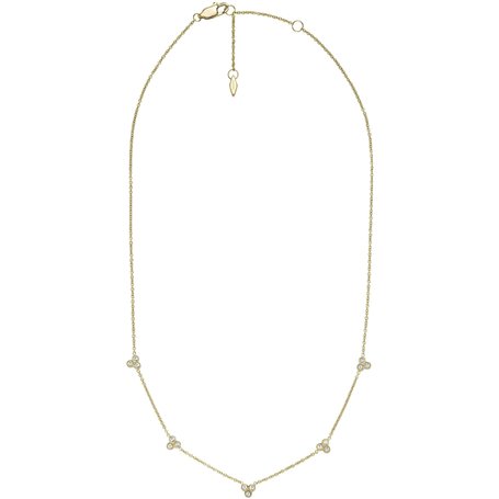 Fossil Collier Station en Acier Inoxydable Ton Or Sutton Trio Glitz pour Femmes