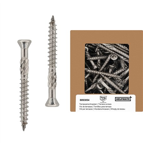 HELPMATE - Vis pour terrasse 5x70 acier inoxydable A2-50 vis pour planches + 2 embouts T25 - Vis pour l'extérieur (construction