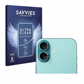 savvies Protection Ecran pour Apple iPhone 16 Plus (Caméra UNIQUEMENT) (6 Pièces) - Film Protection Ultra Clair