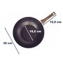 GGC Wok avec manche en bois et couvercle I 32 cm de diamètre Wok avec revêtement antiadhésif I Poêle pour plaques à induction et