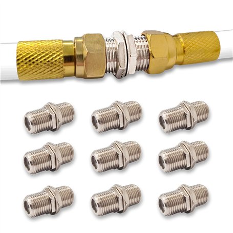 Premium X Lot de 10 connecteurs F en alliage de zinc - Raccord satellite - Adaptateur polyvalent pour câble coaxial