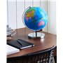 Globe Terrestre Lumineux LED Bleu 30 cm de Hauteur à Piles Accessoire Déco pour Salon Bureau ou Bibliothèque au Style Moderne Be