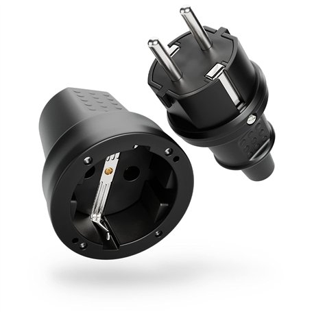 ABSINA Fiche mâle et prise femelle électrique en caoutchouc - Jeu de fiches mâle et femelle avec protection anti courbures