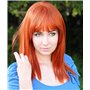 Prettyland Perruque Mi-Longue Moyen 45cm Cuivre Roux Lisse Frange Raide Déradé Costume Manga Cosplay Wig C1297