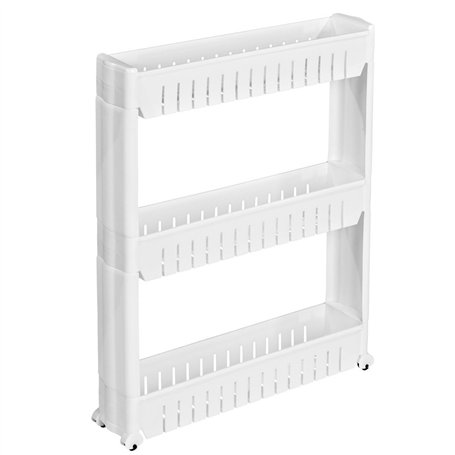 TecTake Étagère de Niche Chariot de Stockage alcôve Meuble de Rangement à roulettes Blanc - diverses Tailles au Choix - (3 étage