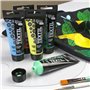 Krevo Art Peinture pour tissu - Résistante au lavage - Bleu jean - Peinture acrylique à base d'eau - Tube de 60 ml - Peinture te