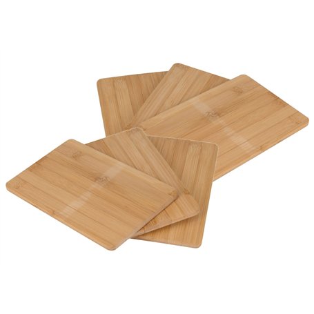 Lot de 6 planches à découper en bambou 22 x 14 cm - Planche de cuisine en bois - Tranche servier de cuisine - Planches naturelle
