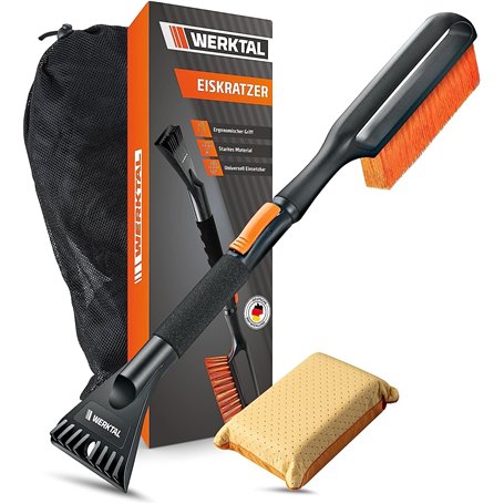 WERKTAL - Grattoir à glace [MAX] voiture avec balai - Grattoir à glace de voiture efficace [télescopique] - Ultra fouet voiture