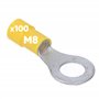 Kalitec RKSGM8 Lot de 100 cosses à anneau 4-6 mm² I Partiellement isolé M8 jaune I Cuivre I Collier en PVC I Pour connecter des