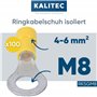 Kalitec RKSGM8 Lot de 100 cosses à anneau 4-6 mm² I Partiellement isolé M8 jaune I Cuivre I Collier en PVC I Pour connecter des 