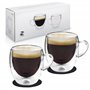 Zobel Lot de 2 tasses à cappuccino - 200 ml - Double paroi avec anse - Tasses à café et verres à thé - Dessous de verre en feutr