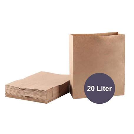 ZURAS® - 50 sacs poubelle en papier 20l Sacs poubelle bio pour la poubelle bio en papier résistant à l'humidité & à la déchirure