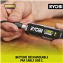 RYOBI - Loupe éclairée 4V USB Lithium - 2 intensités : 60/200 Lumens - Grossissement x 3 - Livrée avec son câble USB-C & 1 batte